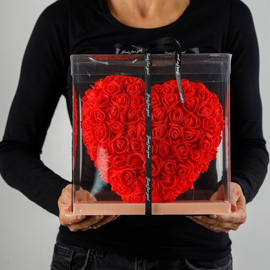 ❤️ Serce z piankowych róż 25 cm – elegancki flower box na Walentynki