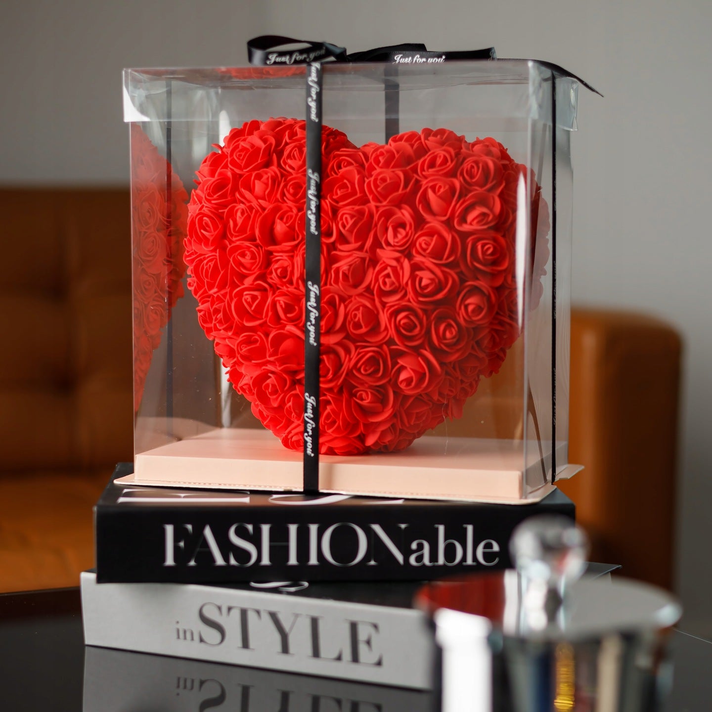 ❤️ Serce z piankowych róż 25 cm – elegancki flower box na Walentynki