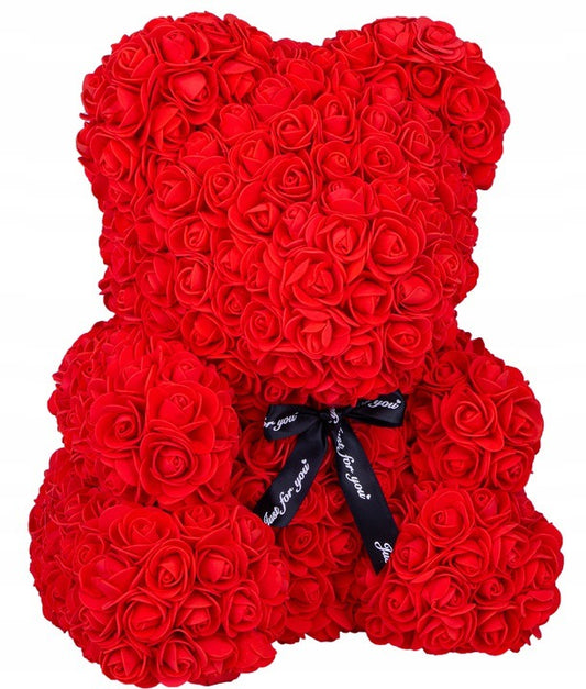 🌹 Czerwony Miś z Róż + Pudełko Prezentowe 🎁